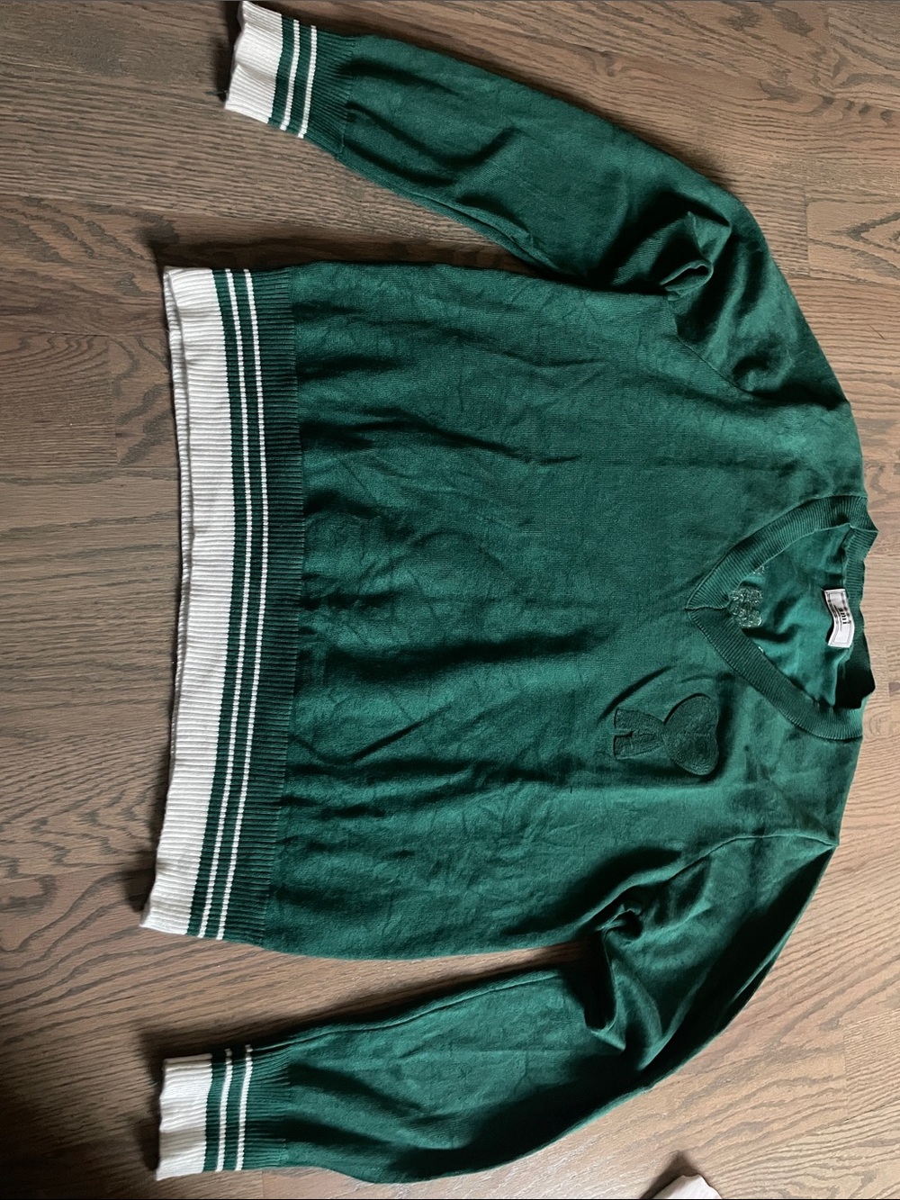 Classic Green V-Neck Sweater with White Stripe Trim you will get all 5